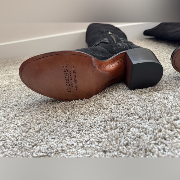 Luccese black suede tall boots with leather ankle tie size 9.5 - Picture 5 of 8